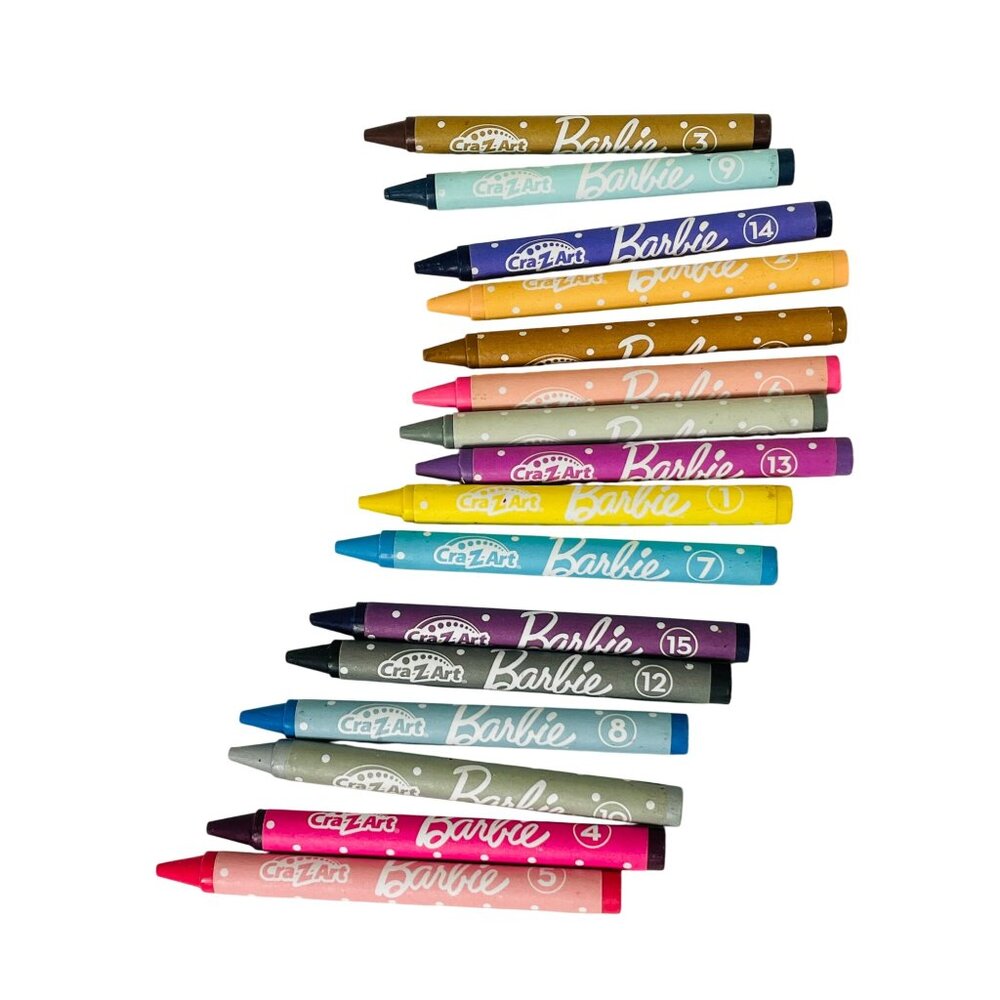 Cra-Z-Art Barbie Polka Dot Crayons 16-Count Mattel Wax Crayons For Kids Art & Cr